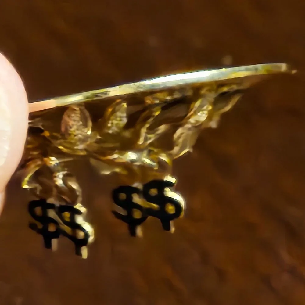 VINTAGE DANKNER 3D DANGLING MONEY TREE WALL STREET 14K CHARM PENDANT NECKLACE